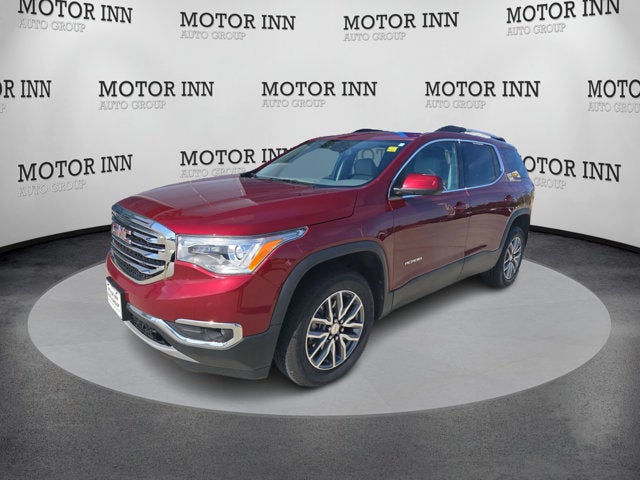 2018 GMC Acadia SLE in Crimson Red Tintcoat — front three-quarter view