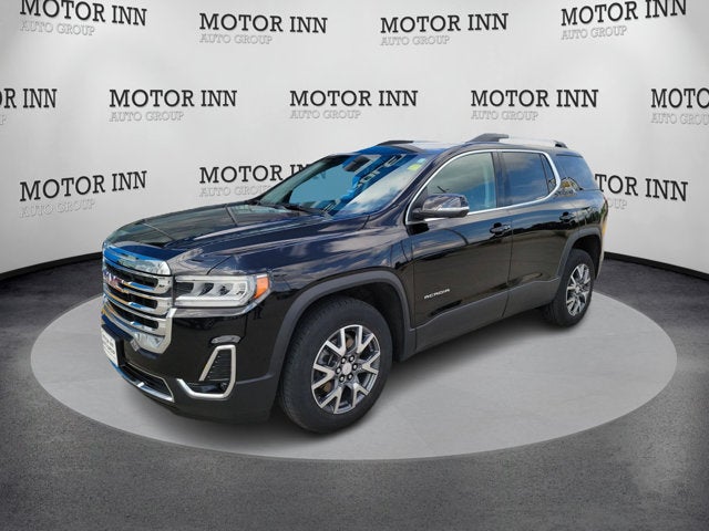 2023 GMC Acadia SLT in Ebony Twilight Metallic — front three-quarter view